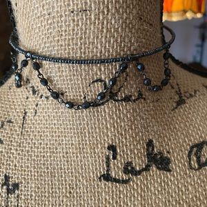 Adjustable grey beaded choker